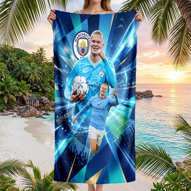 Erling Haaland Druck Schnelltrocknendes Strandtuch Mikrofaser Saugfähig Tragbares Reise-Badetuch