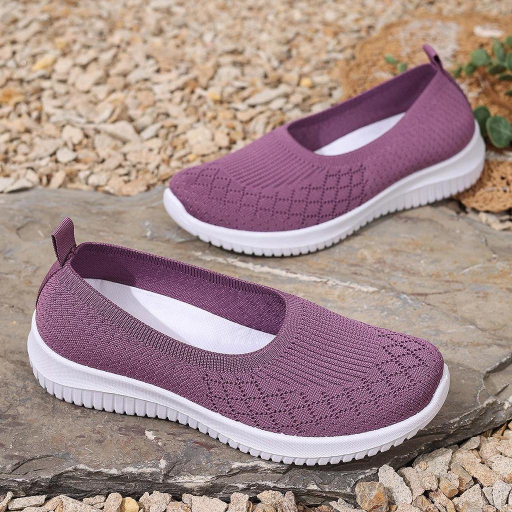 Chaussures à Enfiler en Mesh Printemps pour Femmes d'Âge Moyen et Âgées - Semelle Souple, Style Décontracté Confortable