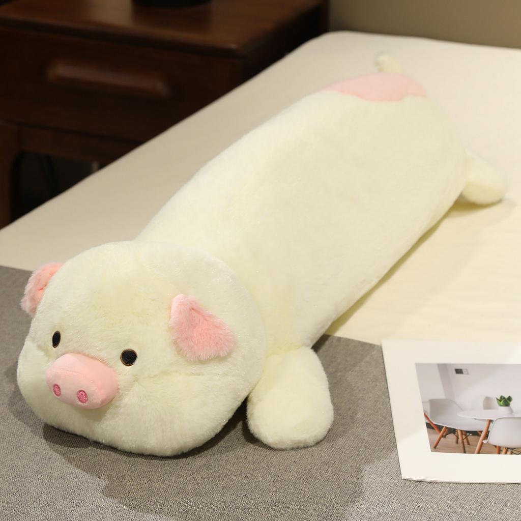 New Cozy Cartoon Animal Plush Throw Pillow Stuffed Warm Piggy Rabbit Bear Raccoon Long Pillow Big Size Sleeping Hugging Toys