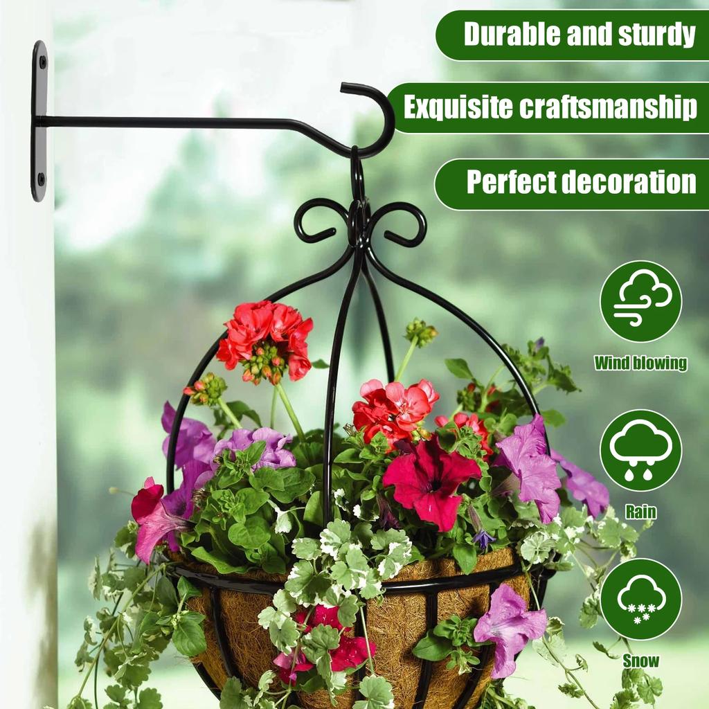 4Pcs Metal Plant Hooks Wall-Mounted Hanging Basket Hooks for Outdoor Bird Feeders Planter Lanterns Wind Chimes Home Decoration