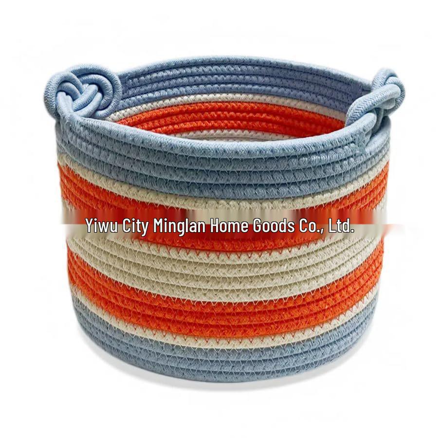 Round 8-Shaped Cotton Rope Storage Basket with Handle - Flower Pot & Toy Holder