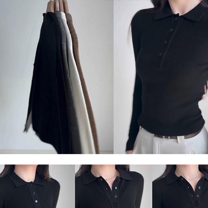 Women's Seamless Fishbone Pattern Sweater - 100% Pure Wool, Autumn/Winter Knit Base Layer