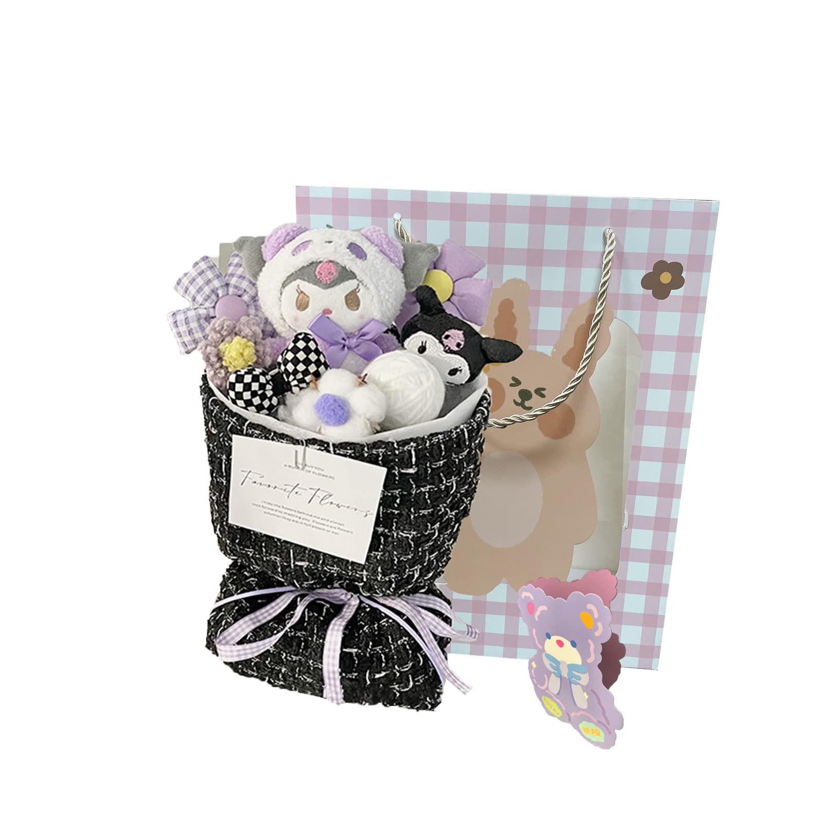 

Cute plush flower bouquet Popular gift for entrance and other Creative gift for home Includes a message Available in pink and gift. birthdays,