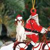 Santa Riding A Bicycle with A Dog Ornament Cute Acrylic Santa
