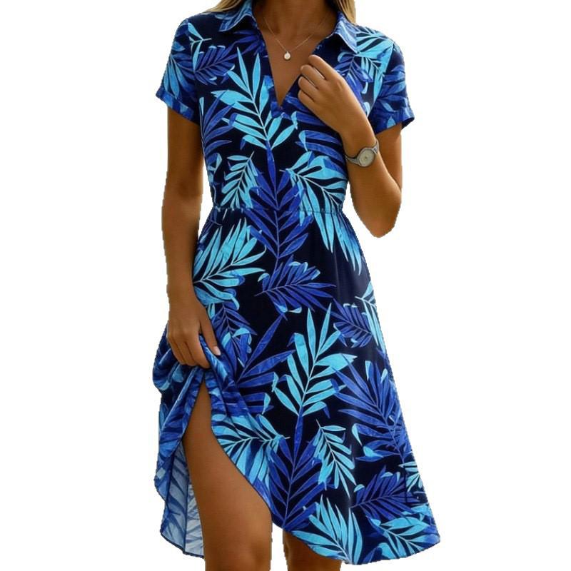 2026 V-Neck Short-Sleeve Bohemian Beach Dress for Women