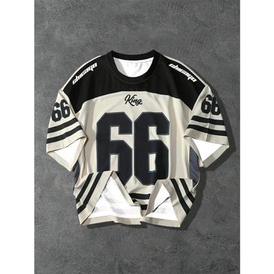 Suaugusių vaikų kasdieniai marškinėliai apvalia iškirpte, su karališkos abėcėlės raštu, trumpomis rankovėmis, vasariniai, kasdieniai, lauko, gatvės drabužiai