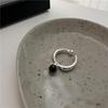 French Retro Open Ring in 925 Sterling Silver with Black Agate Spherical Design