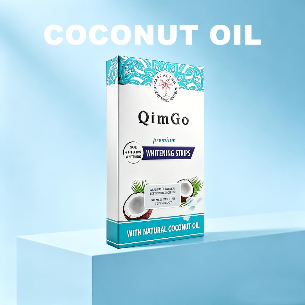 Coconut Oil Teeth Whitening Strips - 14 Pairs Non-Slip Dry Strip Technology for Home Use