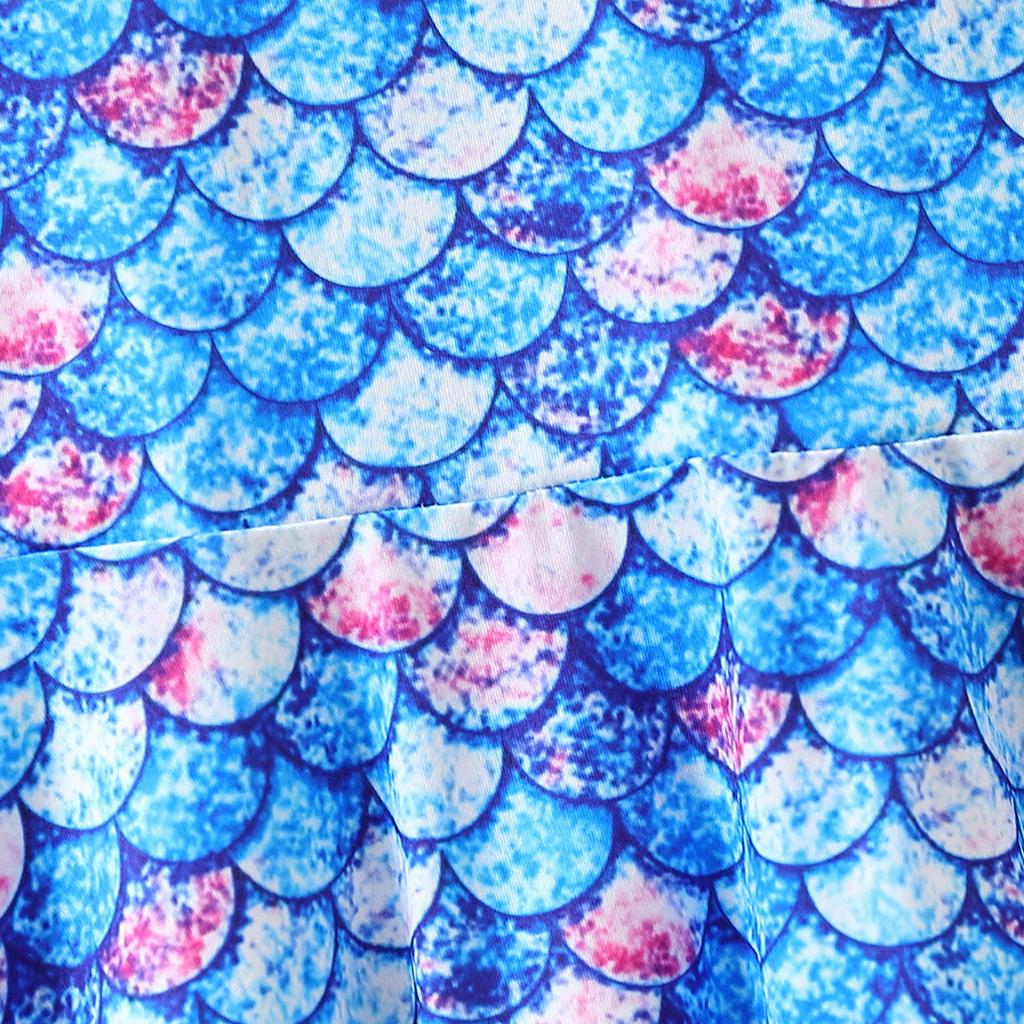 Dress For Kids 1-8 Years Old Girls Birthday Fashion Ruffled Sleeve Mermaid Print Cute Princess Dresses