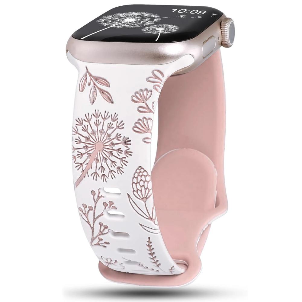 

Гравированный ремешок для Apple Watch Band 40 мм 44 мм 41 мм 49 мм 45 мм 46 мм 42 мм силиконовый браслет для iwatch серии 10 9 7 se 6 5 4 8 38mm 40mm 41mm розовый