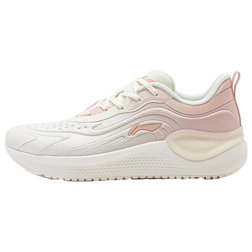 New LiNing EazGo Cushioning Wear Resistant Low Top Running Shoes Women's White Pink ARST042-2