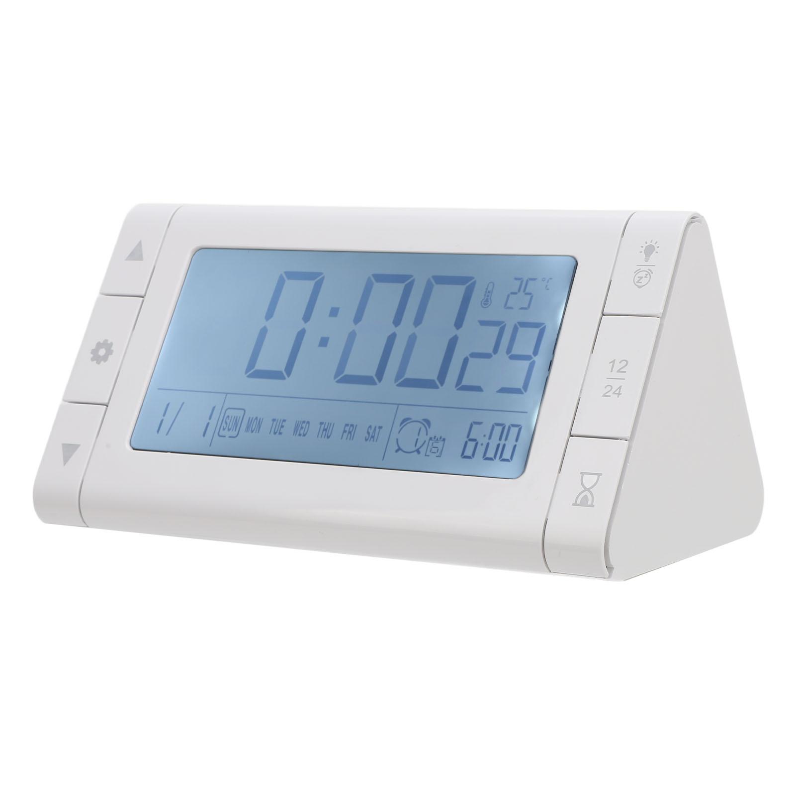 Digital Alarm Clock Large Display Battery Operated 3 Alarm Settings Snooze Time Date Day Temperature Display Electronic