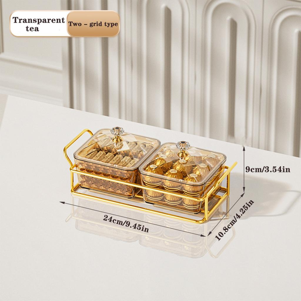 2/4/6 Grids Nut & Candy Storage Box Transparent Dried Fruit Plate Dessert Tray Space-Saving Snack Tray for Wedding New Year