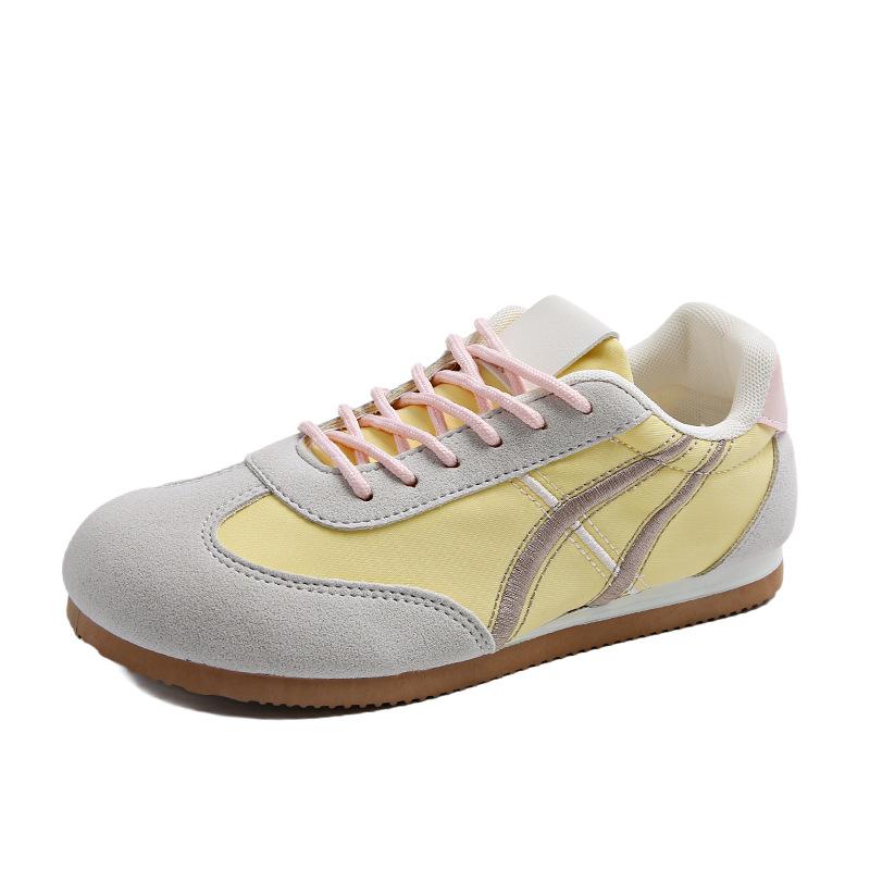 Fashion 2025 Spring Autumn New Womens Color Block Sneakers Lightweight Flat Canvas Casual Sport Shoes Versatile Streetwear Daily Flats