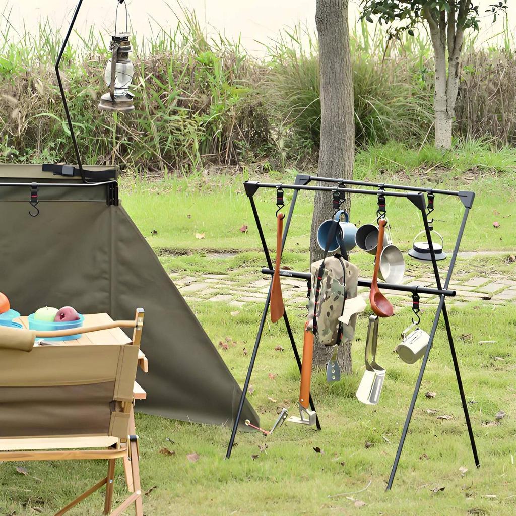 X-Shaped Camping Rack Multifunctional Collapsible Triangular Shelf Quick Setup
