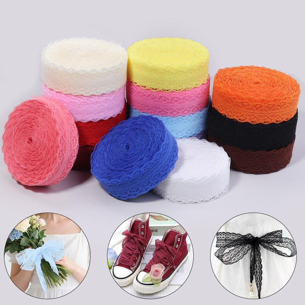 20yards/lot 2.8cm Colorful Lace Ribbon Non Elastic Hollow Lace Webbing DIY Flower Bow Gift Packing Clothing Wedding Decoration