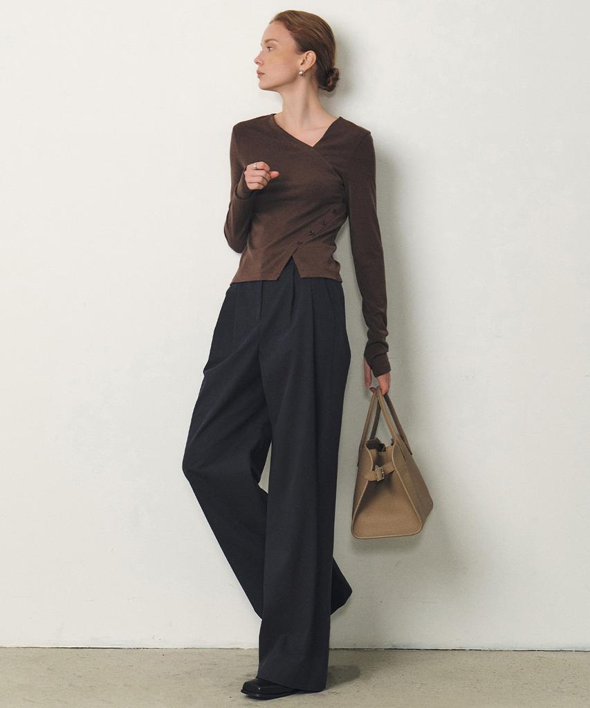 ARTID Deep Tuck Wide Cotton Pants_Navy