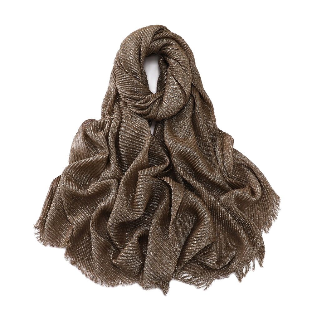 24 Colors Plain Glitter Shimmer Wrinkle Fringe Viscose Scarf Shawl Lady Thin Ripple Wrap Pashmina Stole Bufandas Muslim Hijab