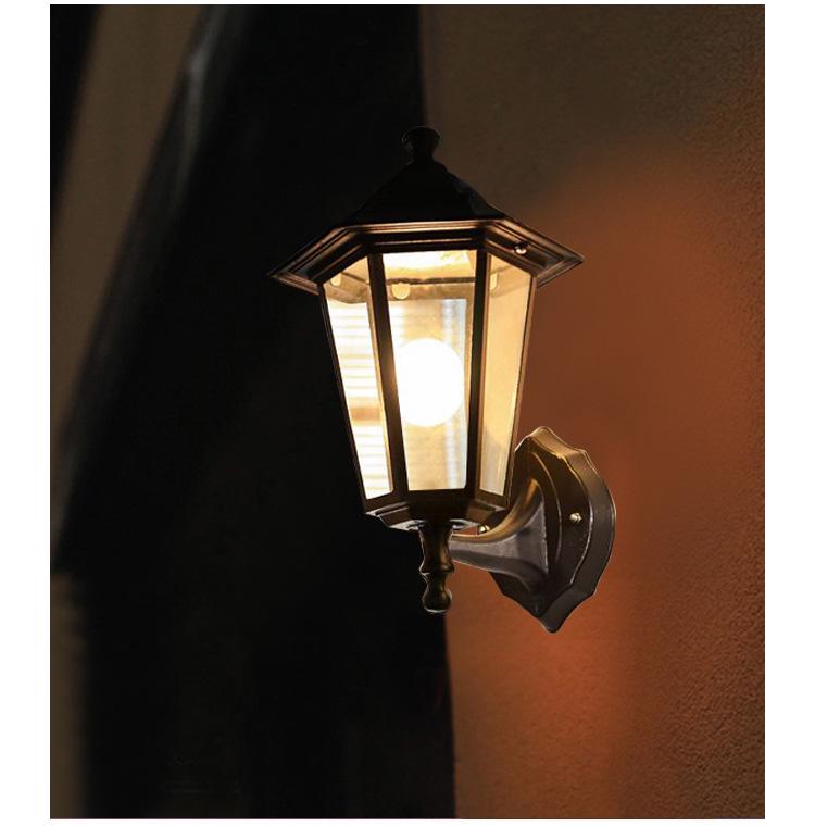 Retro Hexagonal Antique Bronze Waterproof Outdoor Wall Light for Balcony, Corridor, Garden, Villa