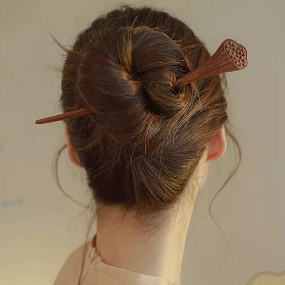 Cat Chinese Style Hairpin Butterfly Hanfu Headwear Antique Wooden Hair Stick  Hairstyle Design Tool