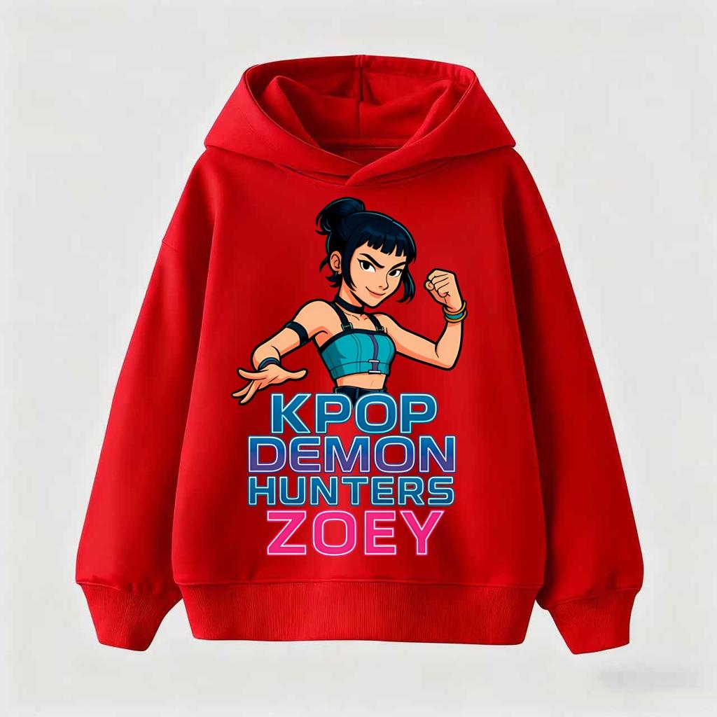 KPop Demon Hunter Cartoon Girls Boy Hooded Sweatshirt Warm Children's Korean Wave Fashion Casual Tops Casual Girls Clothing