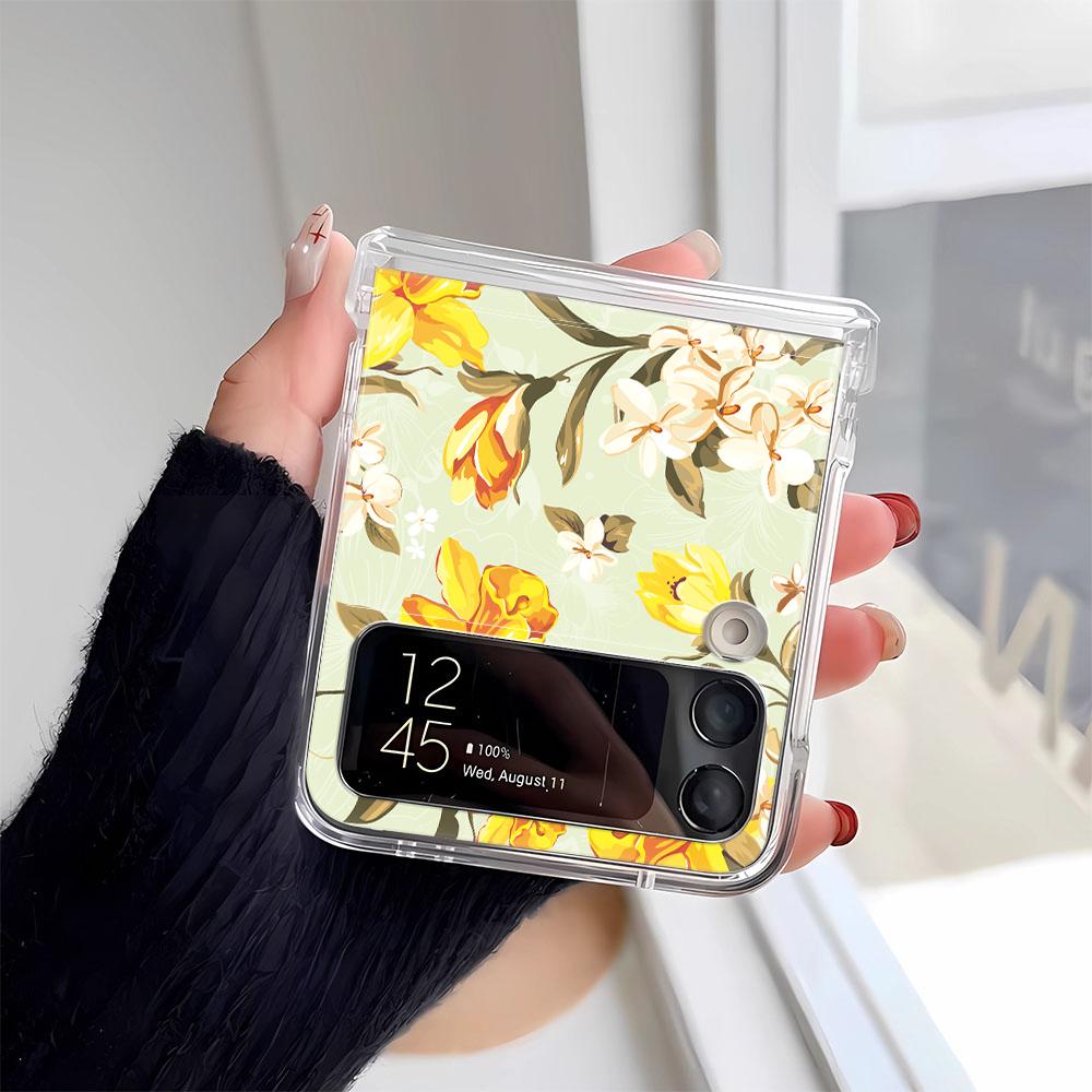Capa de Celular Libélula em Flor Para Samsung Z Flip 3 4 5 6 F711 Capas Funda Para Samsung Z FLIP 3 4 5 6 Capa Cover Funda Coque