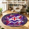 Round Rug Custom NameFiorentina FC Pattern Non Slip Carpet Home Floor Decor