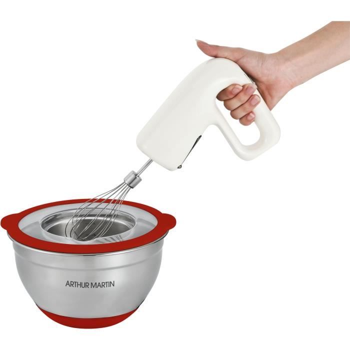 Set de saladiers - ARTHUR MARTIN - AM032 - 16-20-24 cm - Couvercles hermétiques - Acier inoxydable - Fond en silicone anti-dérapant