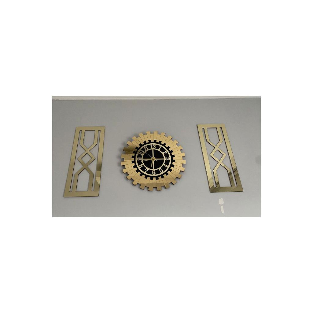 Dekorative Wanduhr Gold, 3er-Set, 60 cm, stilvolle türkische Ziffernuhr, moderne 30 x 70 cm Sanduhr-Gemälde