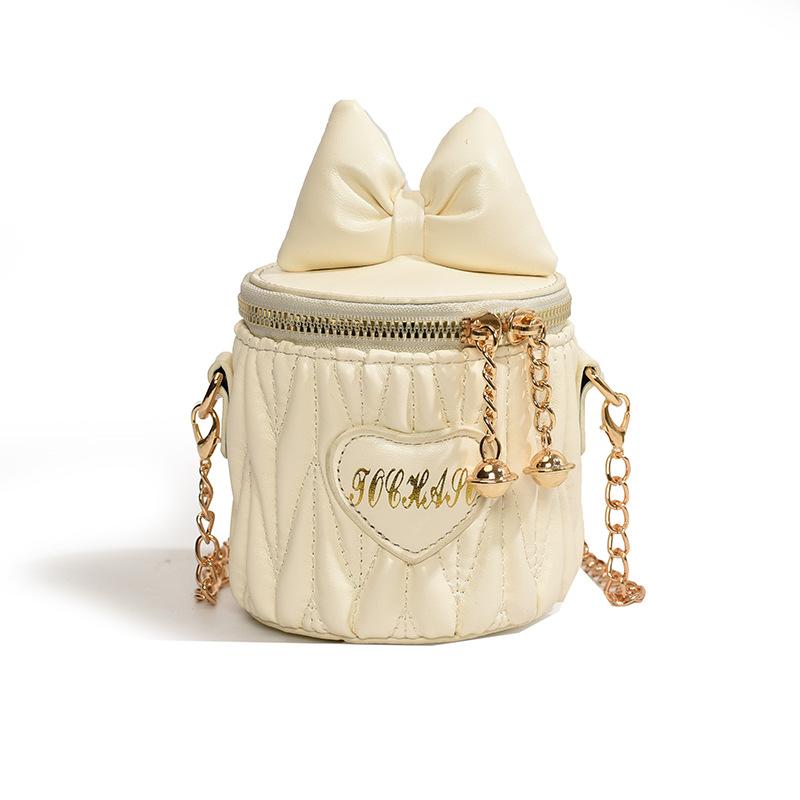 Bows Bucket Bag, Chic Heart-shaped Shoulder Bag, Children's Chain Crossbody Bag