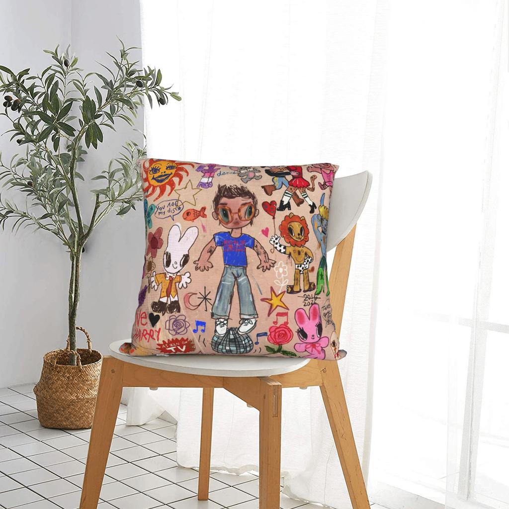 Kiss All The Time Cartoon Square Pillowcases Polyester Sofa Harrys Music Styles Cushion Cover Creative Throw Pillow Case 45*45