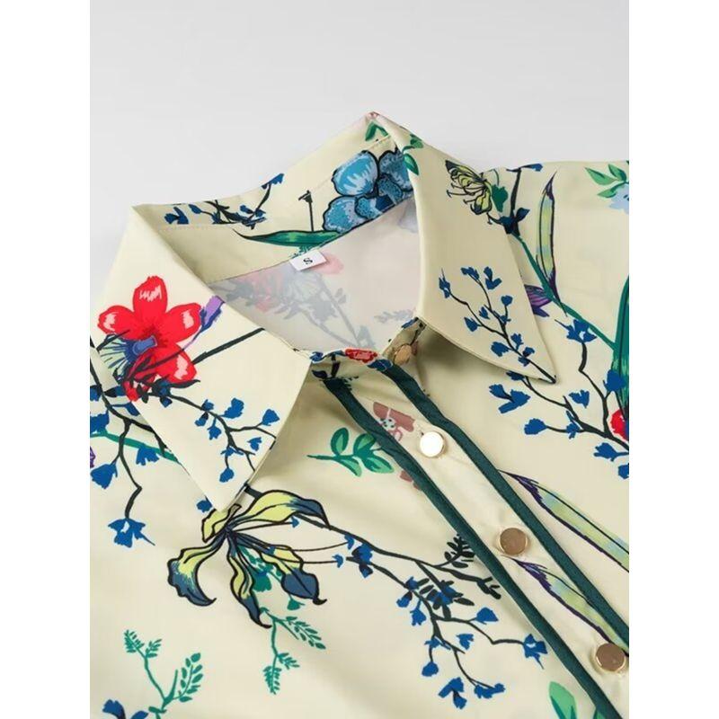 Kaslead New Arrival Women's Clothing Fashion Style Fashion Casual Minimalist Pleated Print Short Sleeve Dress