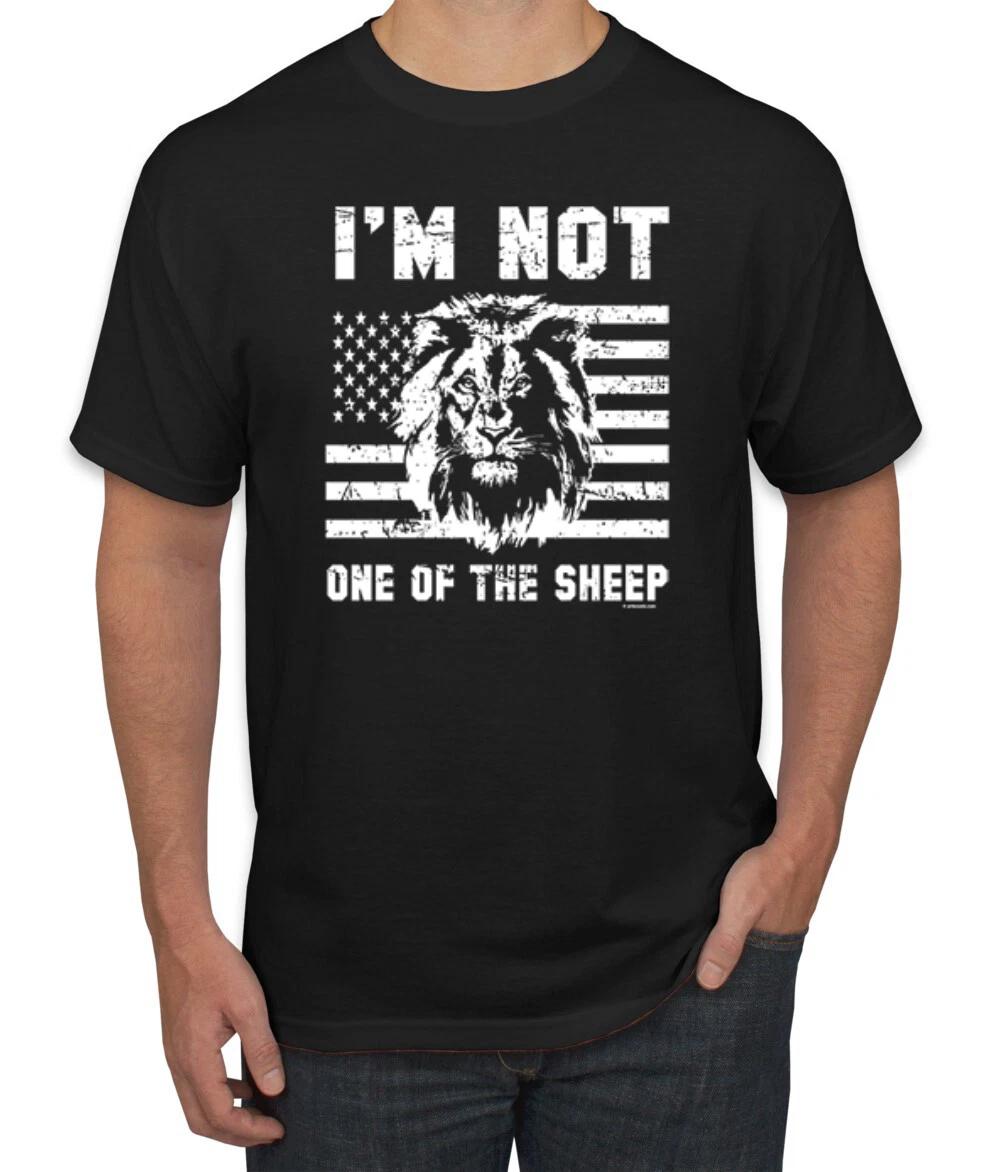 American Flag Lion Im Not One of The Sheep American Pride Men Graphic T- Shirt S