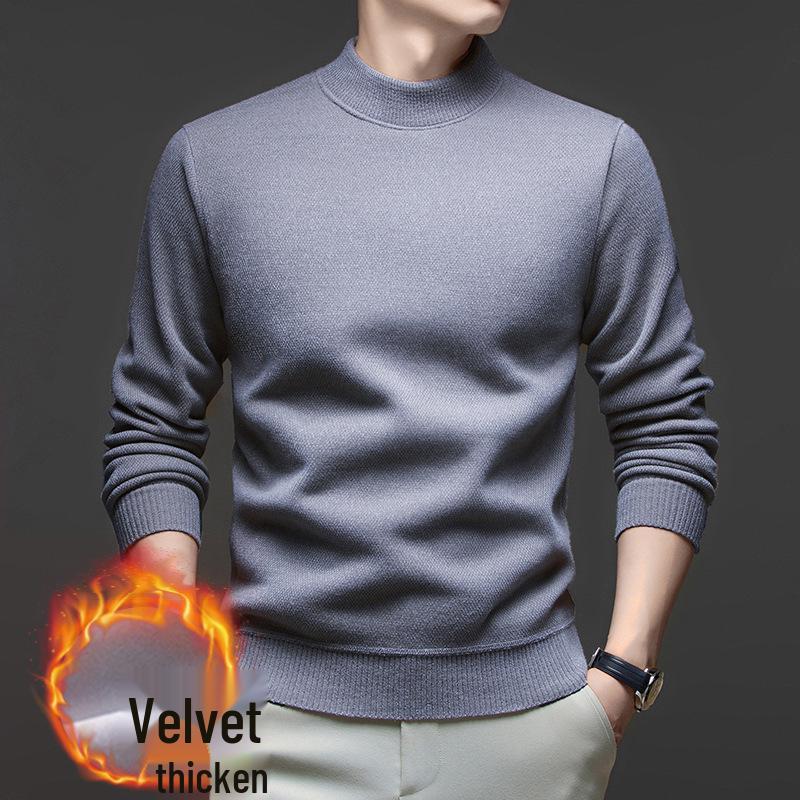 Men's Winter Half-High Collar Thick Mink Velvet Sweater