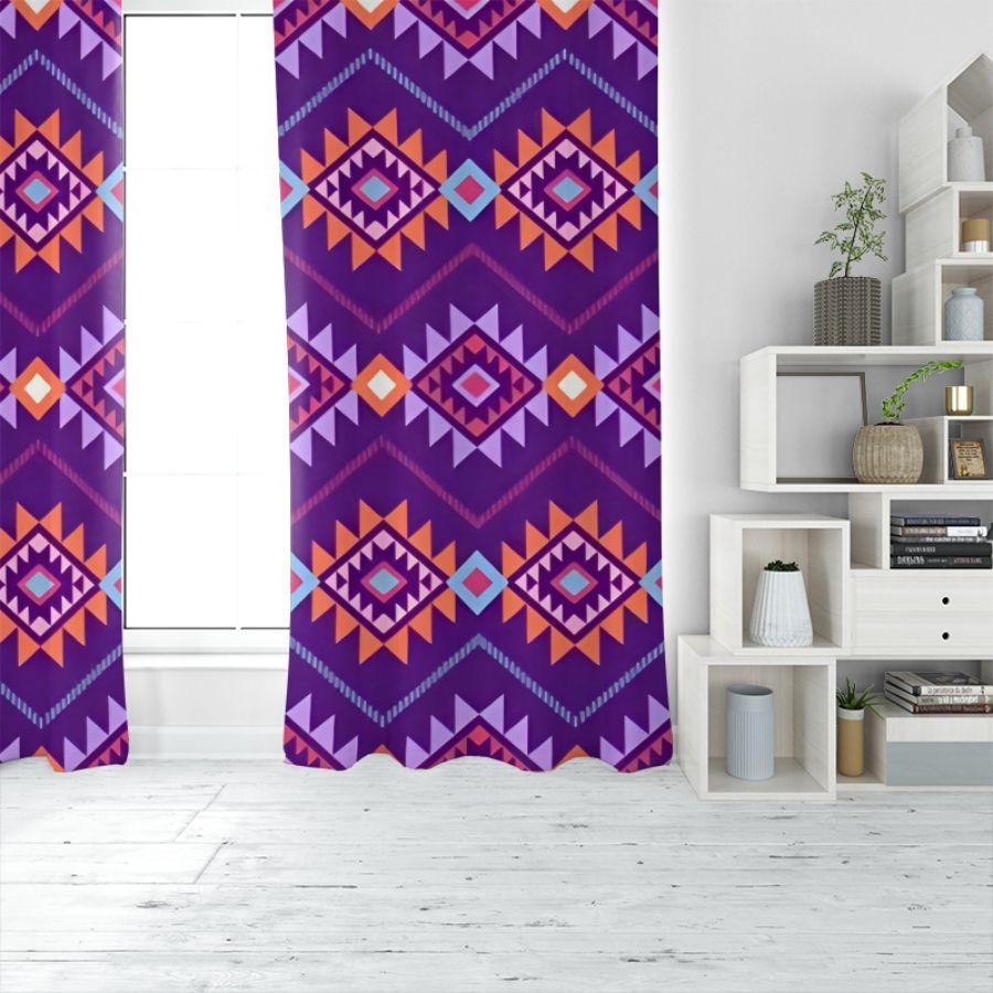 2pcs- Bohemian look purple polyester material curtains, pole bag curtains 42 * 84, bedroom, living room, family space decoration