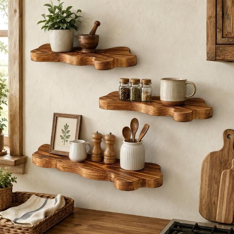 Small Wall Storage Shelf with Wood Look, Floating Display Shelf for Photos, Keys, and Daily Items In Bedroom, Entryway, or Study Use