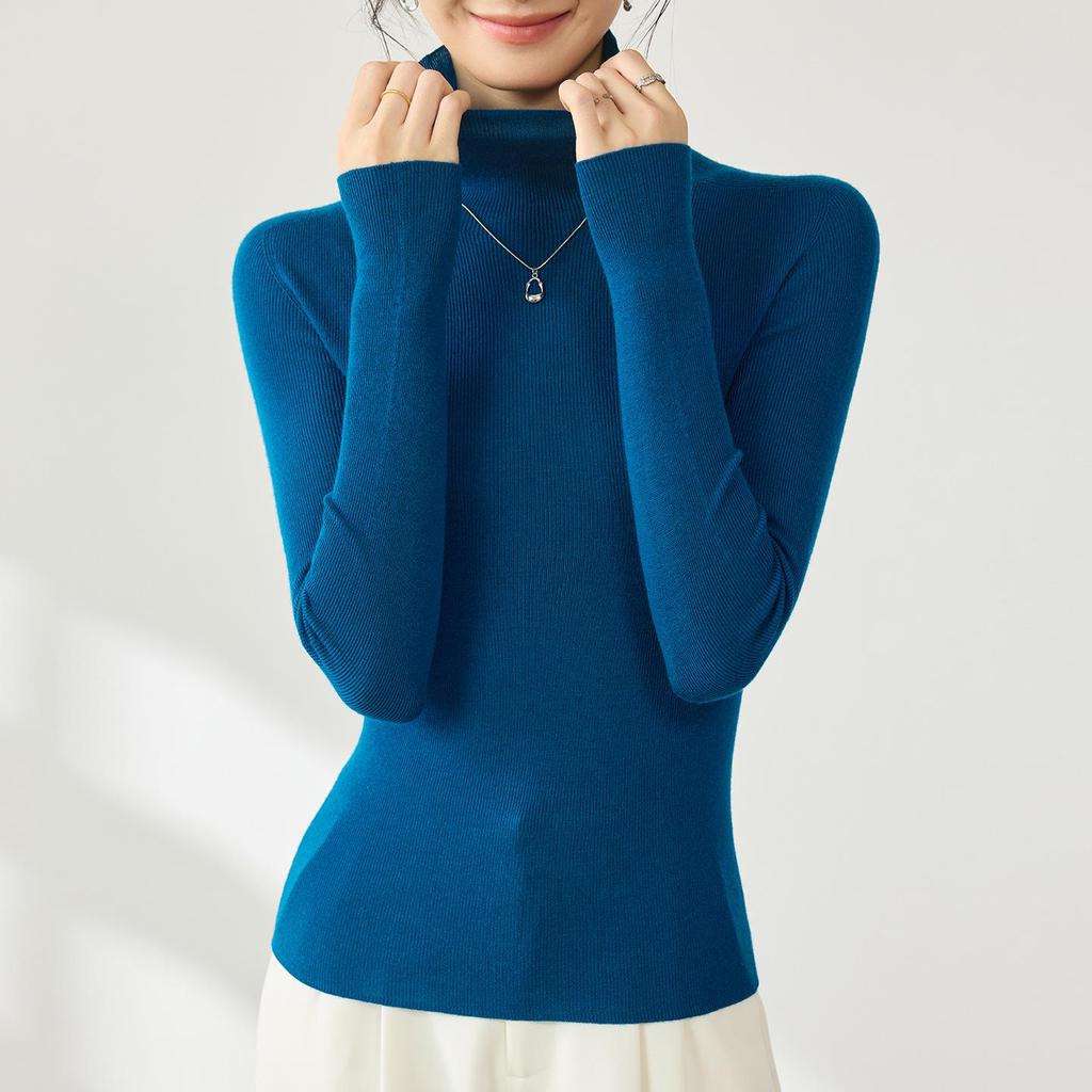Yangzi Seamless High Neck 100% Fine Wool Slim Fit Women's Sweater