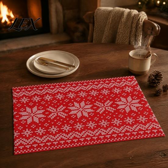 Table Mats for Hot Dishes 12.6" X 17.7" Christmas Placemats, Washable Place Kitchen Festive Decor Gifts Dining Table, Heat Resistant Holiday