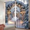 2Pcs Christmas Curtains Xmas Tree Christmas Arches Wall Corridor Large White Snow Scene Suitable For Bedroom Living Room Dining