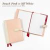 B6 Size Genuine Leather Notebook Cover with Peach Pink x (Ceal Al) Strap, Two-Tone CLuaR-TC (07. Off-White)