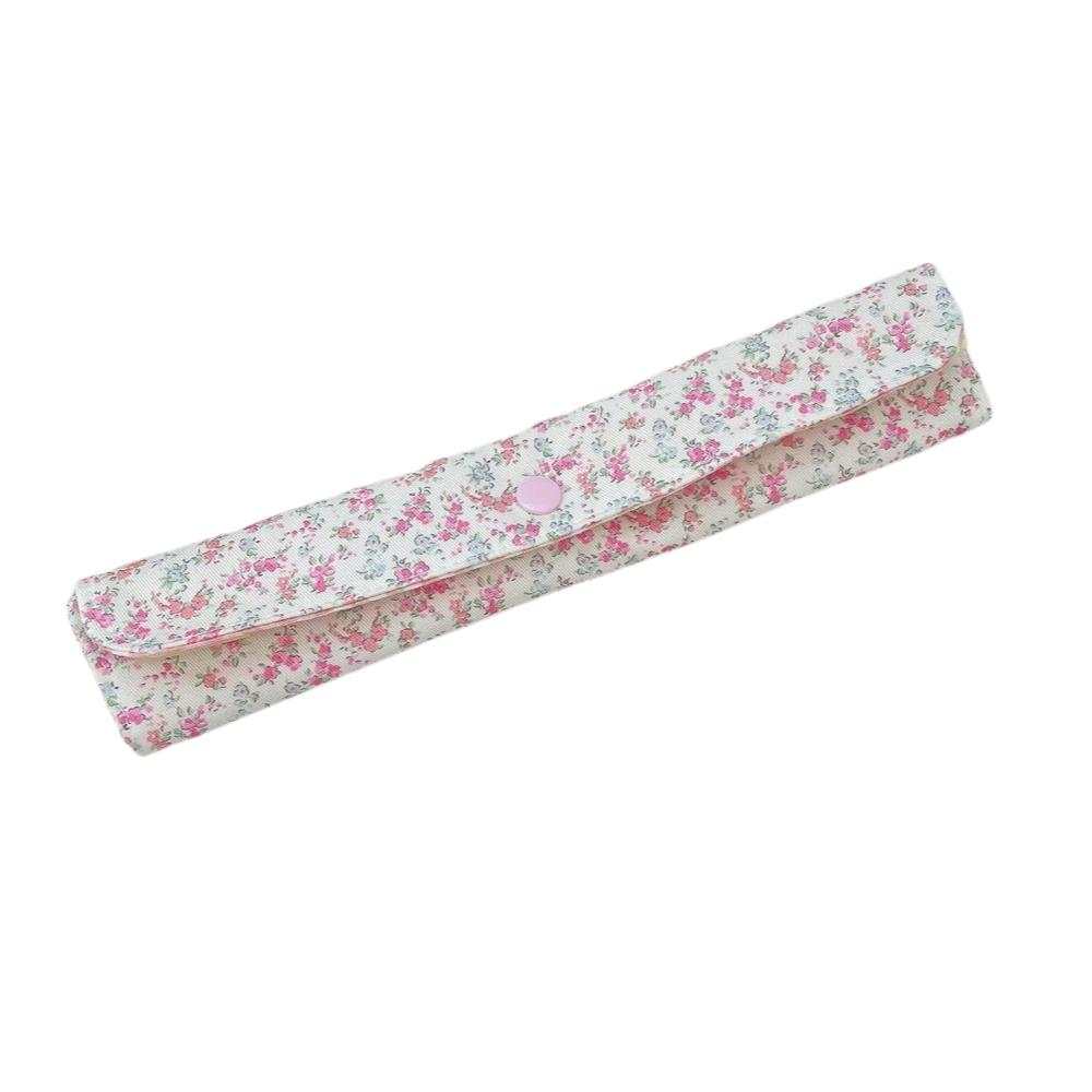 

Snap Button Fixed Tableware Storage Bag Floral Plaid Spliced Utensil Pouch Student Use розы красного