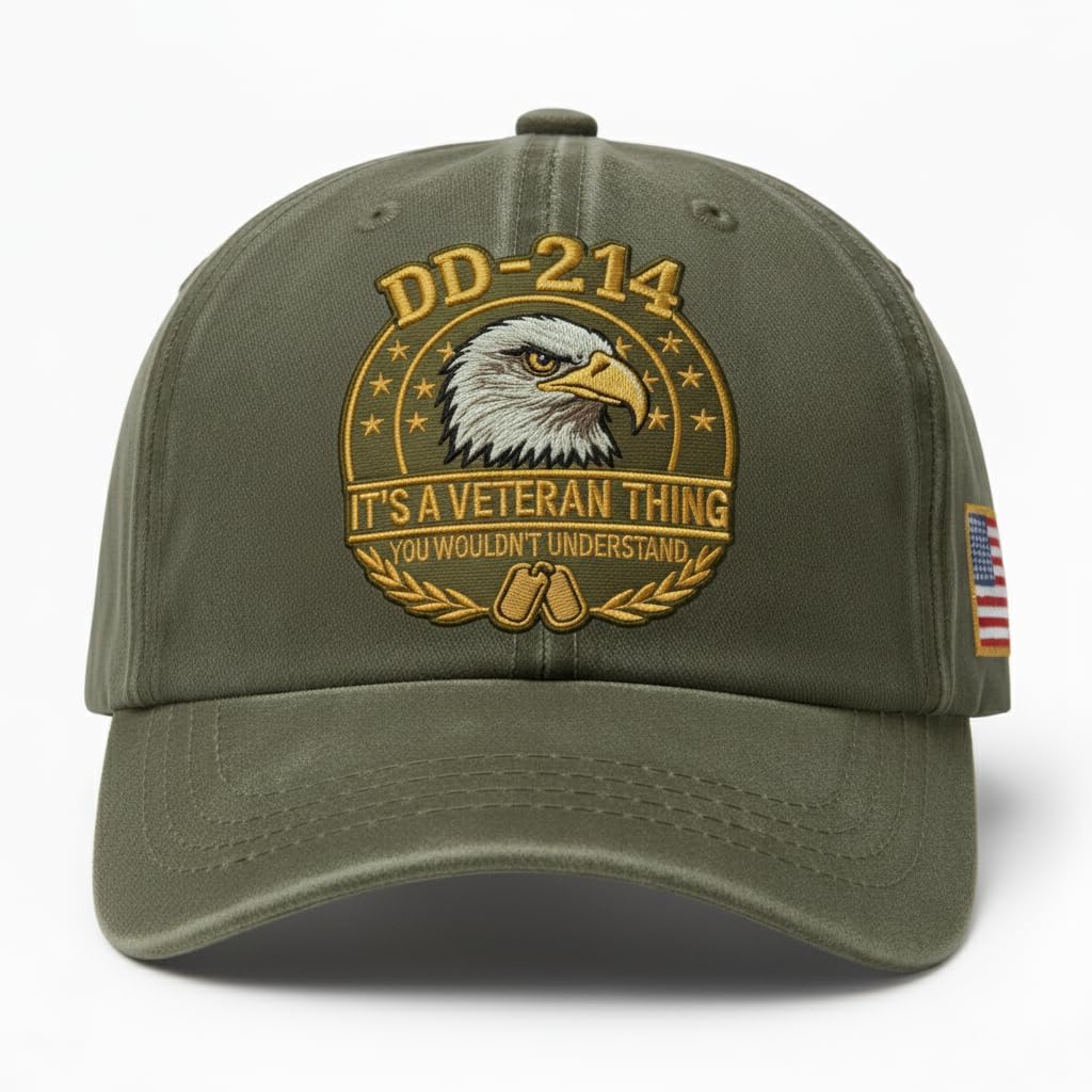 Veteran Dd214 Embroidered Baseball Cap For Men, Military Inspired Hat, Adjustable Cotton Dad Hat, Veteran Gift For Men