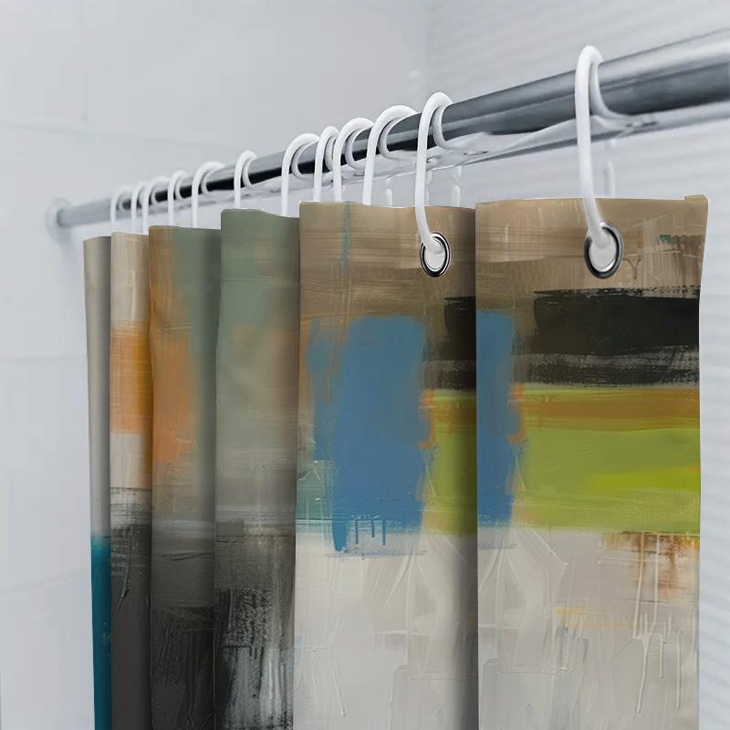 Modern Abstract Bathroom Shower Curtain With Vibrant Colors Perfect For Update Your Bath Decor!