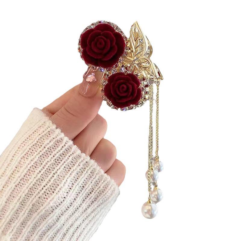 Lily of the Valley Rose Tassel Ponytail Hair Clip