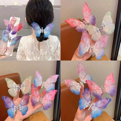 Colorful Glitter Big Butterfly Hair Clip Beautiful Moving Wings Pearl Hairpin For Hairgrip Barrette Hair Accessories