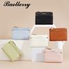 Ladies Wallet Card Wallet With Solid Color Letter Printed And Two Fold Design Pu Material For Daily Use