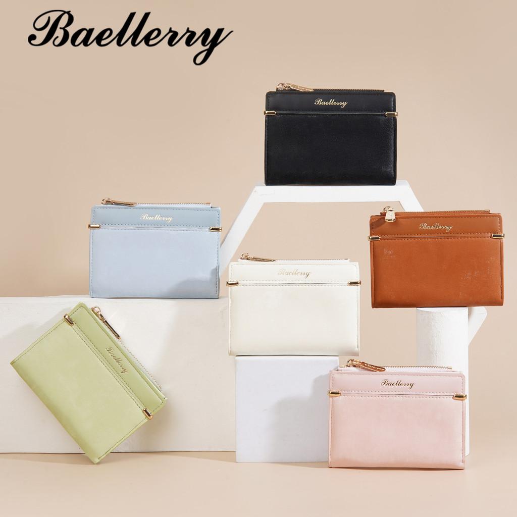 Ladies Wallet Card Wallet With Solid Color Letter Printed And Two Fold Design Pu Material For Daily Use
