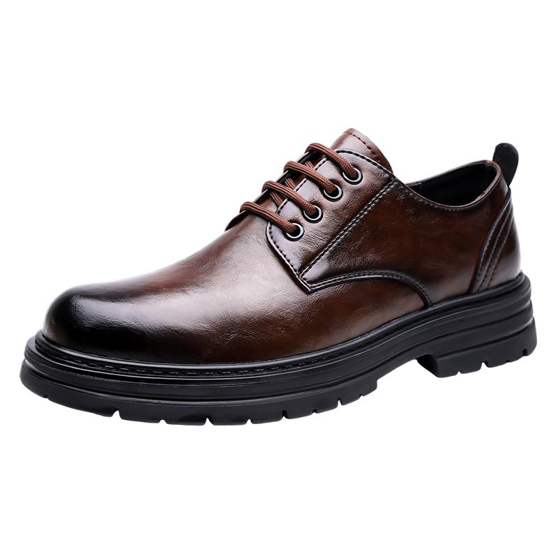 

Men s luxury leather shoes Classic casual style Party Business Office Outdoor fashion thick soled shoes Lace up Derby New 38