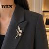 Wheat Ear Brooch of Faux Pearl Brooch, Rhinestone Leaf Alloy Lapel Pin, Electroplated Jewelry Sweater Cardigan Coat Business Suit Clothing Accessories