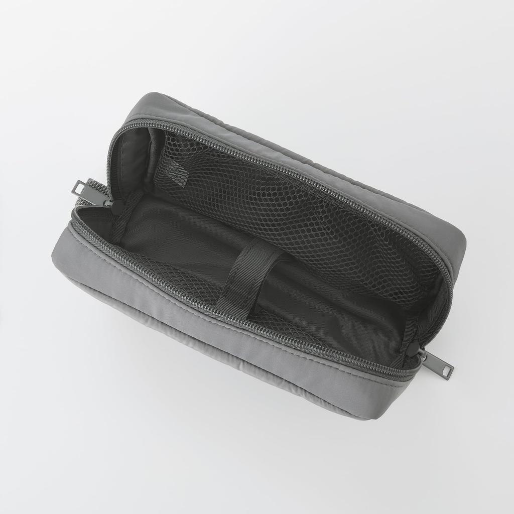 MUJI Polyester Gadget Approximately 20cm Wide x 9cm High x 6cm 44303795 Pouch, Deep, Gray,